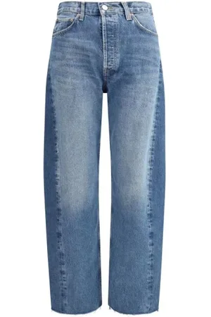 AGOLDE Jeans, Dame, Blå, W26, Bomuld, Ballonformet Jeans med Rå Kant