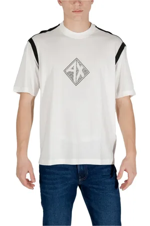 Armani Exchange Top, Herre, Hvid, S, Bomuld, Hvid Print Kortærmet T-shirt