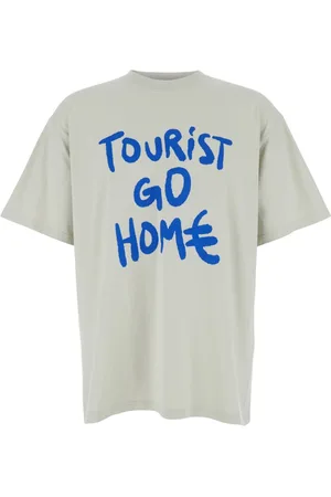 44 Label Group Top, Herre, Hvid, S, Bomuld, Turist hvid T-shirt med for- og bagtryk