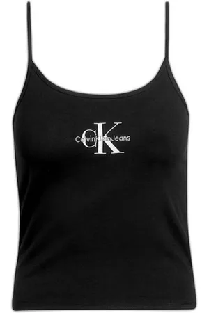 Calvin Klein Top, Dame, Sort, XS, Uld, Stilfuld Logo Tank Crop Top