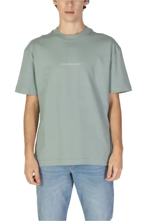 Calvin Klein Top, Herre, Grøn, 2XL, Bomuld, Grøn Trykt Bomuldstee