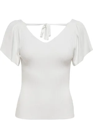 ONLY Bluser & Skjorter, Dame, Hvid, XS, Strik Pullover med Rygdetalje