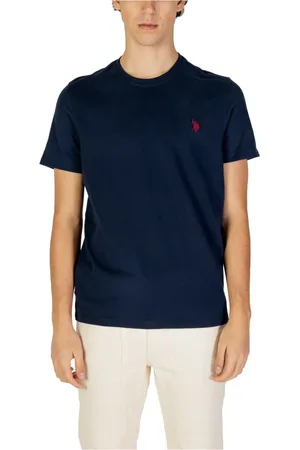 U.S. Polo Assn. Top, Herre, Blå, 2XL, Bomuld, Blå Bomuld Rund Hals T-Shirt