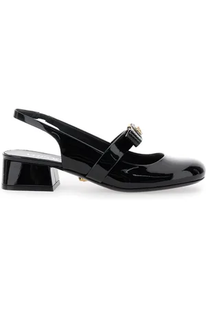 VERSACE Sko, Dame, Sort, 38 EU, Læder, Sorte ballerina sko med hæl