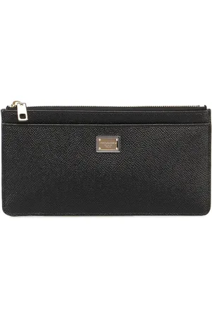 Dolce & Gabbana Tilbehør, Dame, Sort, ONE SIZE, Uld, Guld-tone Logo Plaque Pung