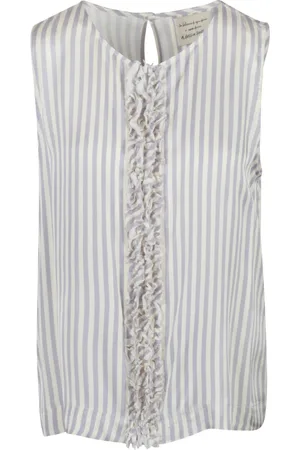 Alessia Santi Top, Dame, Flerfarvet, M, Satin, Ruffle Stribet Bluse