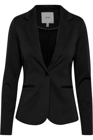 Ichi Jakke, Dame, Sort, L, Sort Knappet Blazer Kvinders Mode
