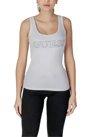 Guess Top, Dame, Hvid, M, Bomuld, Ærmeløs Trykt Top