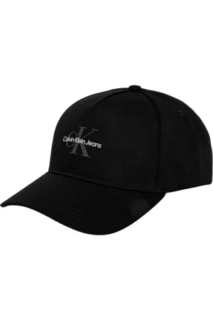 Calvin Klein Tilbehør, Dame, Sort, ONE SIZE, Uld, Monogram Baseball Cap Stilfuldt Printmønster