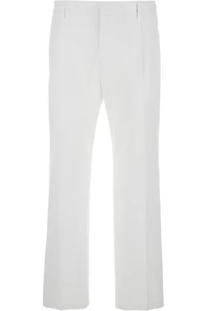 Dolce & Gabbana Bukser, Herre, Hvid, S, Bomuld, Hvide bomuldspants med logoplakette
