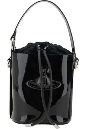 Vivienne Westwood Taske, Dame, Sort, ONE SIZE, Læder, Laklæder Snørebøtte Taske med Orb Detaljer