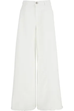 FEDERICA TOSI Jeans, Dame, Hvid, W26, Bomuld, Hvide Wide Leg Bomuld Jeans