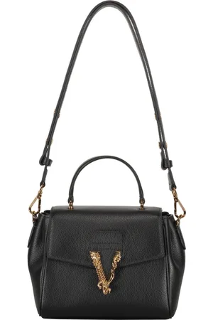 VERSACE Taske, Dame, Sort, ONE SIZE, Bomuld, Kalveskind Crossbody Taske med Klapslukning