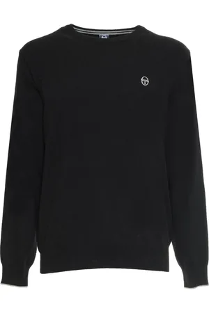 Sergio Tacchini Strik, Herre, Sort, XL, Uld, Solid rund hals cashmere uld sweater med logo