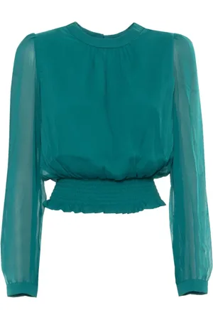 Twin-Set Bluser & Skjorter, Dame, Grøn, 2XS, Polyester, Elegant Rund Hals Langærmet Bluse