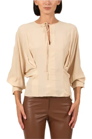 SEMICOUTURE Bluser & Skjorter, Dame, , L, Uld, Creme Crepe de Chine Skjorte