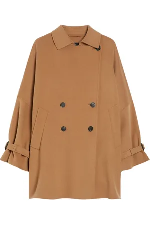 Max Mara Frakke, Dame, Brun, 3XS, Uld, Luksuriøs kort trenchcoat