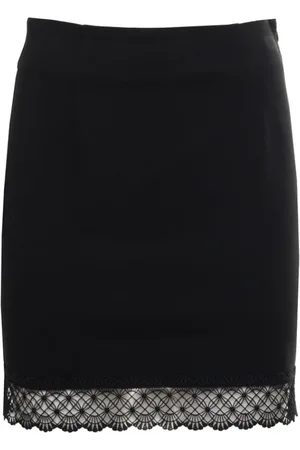 Twin-Set Nederdel, Dame, Sort, 2XS, Sort Blondekant Mini Nederdel