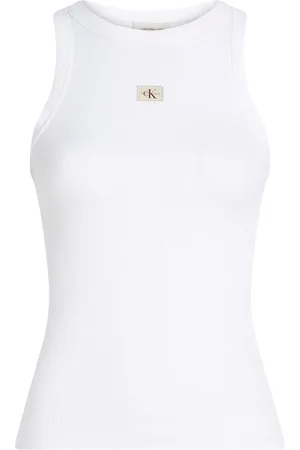 Calvin Klein Top, Dame, Hvid, XL, Bomuld, Hvid Boat Neck Tank Top