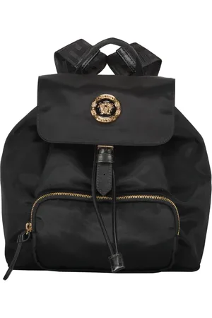 VERSACE Taske, Dame, Sort, ONE SIZE, Læder, Nylon rygsæk med læderdetaljer
