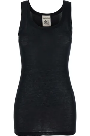 SEMICOUTURE Top, Dame, Sort, L, Uld, Sort Ærmeløs U-hals Top Kvinder