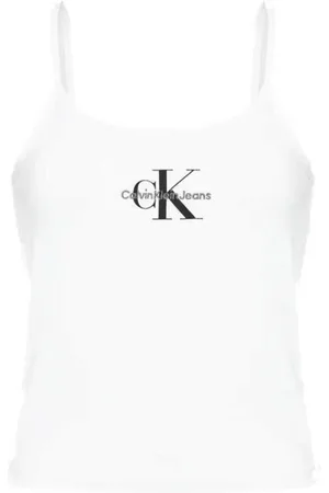 Calvin Klein Top, Dame, Hvid, XS, Bomuld, Trykt hvid bomuld tanktop