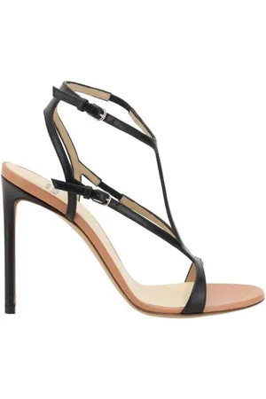 Francesco Russo Sko, Dame, Sort, 35 1/2 EU, Læder, Elegant Læder Stiletto Hæl Sandaler