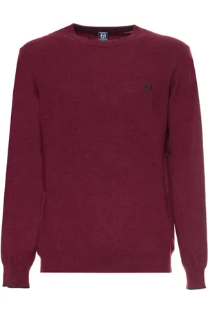 Sergio Tacchini Strik, Herre, Rød, XL, Uld, Rund hals Cashmere uldblandings sweater med synligt logo