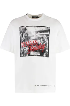 Dolce & Gabbana Top, Herre, Hvid, M, Bomuld, Ribbet crew-neck T-shirt 100% bomuld