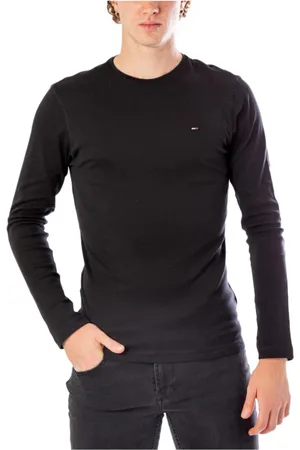 Tommy Hilfiger Top, Herre, Sort, 2XL, Bomuld, Klassisk Langærmet T-shirt