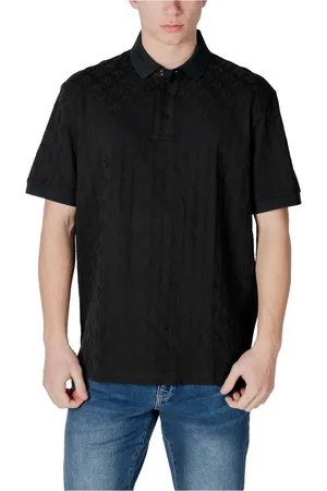 Armani Exchange Top, Herre, Sort, M, Bomuld, Sort Polo Skjorte med Knappelukning