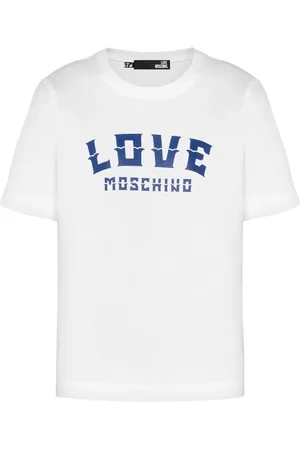Moschino Top, Dame, Hvid, M, Bomuld, Logo Print Bomuld T-shirt Kvinder