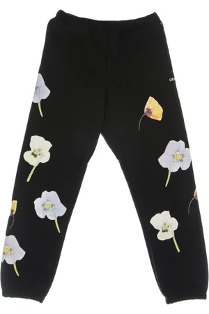 Obey Bukser, Herre, Sort, S, Bomuld, Sort Blomstret Sweatpants Elastisk Talje