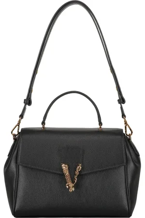 VERSACE Taske, Dame, Sort, ONE SIZE, Bomuld, Kalveskind Crossbody Taske med Klapslukning
