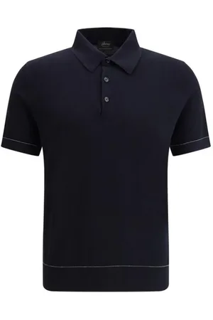 BRIONI Top, Herre, Sort, M, Slim Fit Strikket Polo Skjorte Korte Ærmer