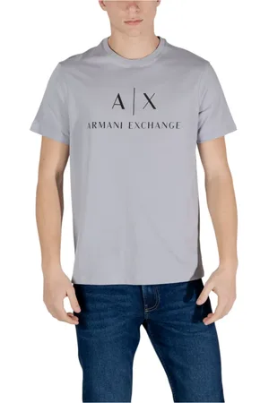 Armani Exchange Top, Herre, Grå, S, Bomuld, Gråt Trykt Rund Hals T-Shirt