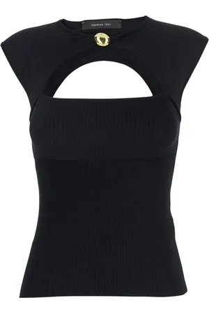 FEDERICA TOSI Top, Dame, Sort, XS, Sort Top med Juvel Detalje i Viskoseblanding
