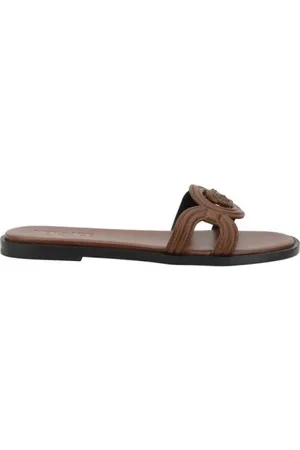 VERSACE Sko, Dame, Brun, 36 EU, Uld, Pyntet Medusa Flade Sandaler