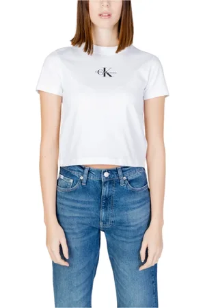 Calvin Klein Top, Dame, Hvid, S, Bomuld, Hvid Bomuld Rund Hals T-Shirt