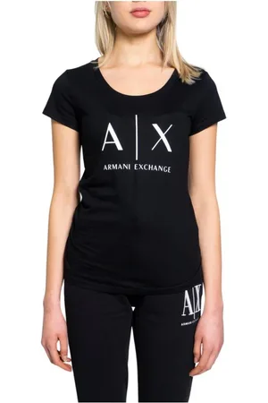 Armani Exchange Top, Dame, Sort, M, Bomuld, Sort Logo Print T-shirt