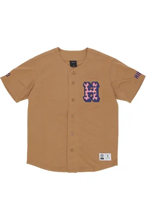Huf Sport, Herre, Brun, M, Polyester, Mesh Baseball Skjorte med Knappelukning
