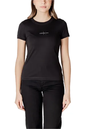 Calvin Klein Top, Dame, Sort, M, Bomuld, Sort Trykt T-shirt til Kvinder