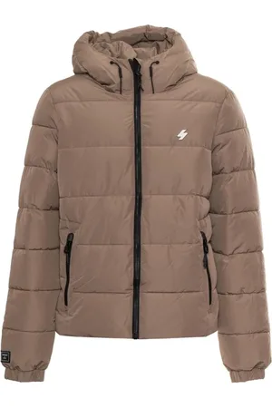 Superdry Jakke, Herre, Brun, M, Polyester, Solid Farve Bomberjakke med Hætte