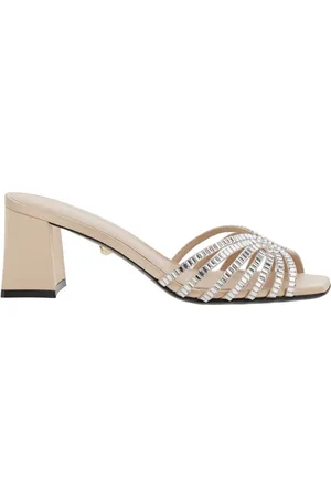 Alevì Milano Sko, Dame, Grå, 38 EU, Læder, Metallic Rhinestone Blokhæl Sandaler