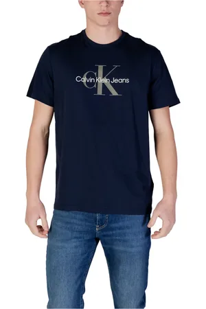 Calvin Klein Top, Herre, Blå, L, Bomuld, Blå Bomuld Rund Hals T-shirt