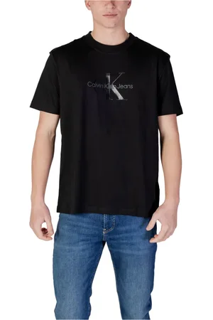 Calvin Klein Top, Herre, Sort, L, Bomuld, Moderne Trykt Bomuld T-Shirt
