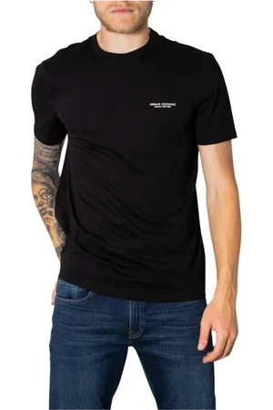 Armani Exchange Top, Herre, Sort, 2XL, Bomuld, Sort Crew Neck T-shirt