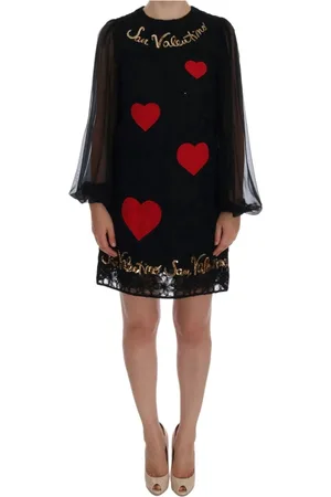Dolce & Gabbana Kjole, Dame, Sort, 2XS, Bomuld, Sort paliet blonde skiftekjole