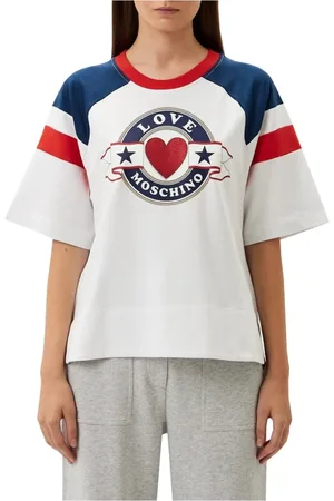 Moschino Top, Dame, Hvid, XS, Bomuld, Logo Print Bomuld T-shirt
