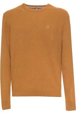 Sergio Tacchini Strik, Herre, Gul, XL, Uld, Uldblandet ribstrikket sweater med rund hals og lange ærmer